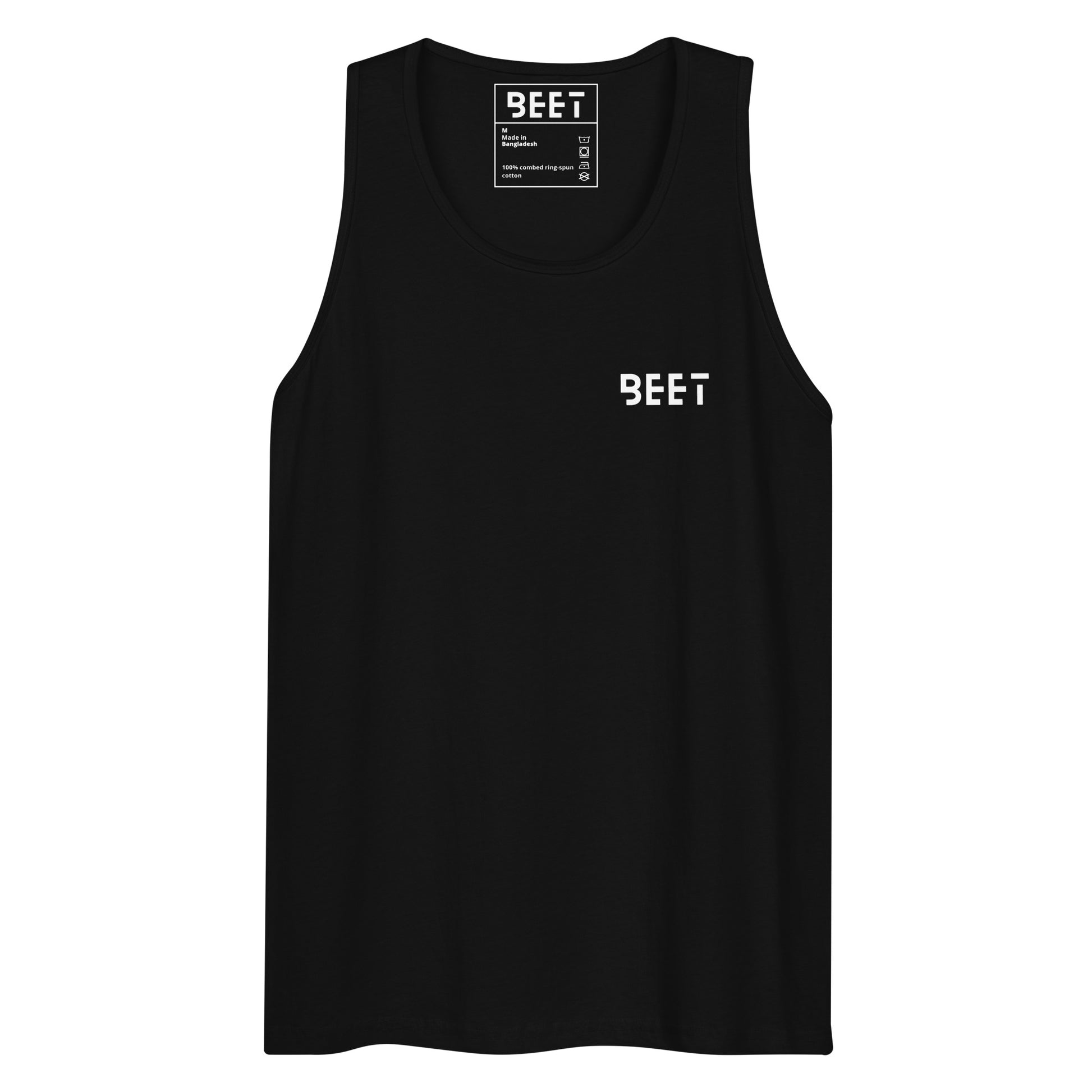 Men's premium tank top with the BEET logo prominently displayed on the front.