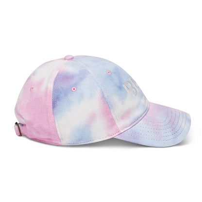 BEET tie dye baseball cap featuring vibrant, multi-colored patterns with the BEET logo on the front.